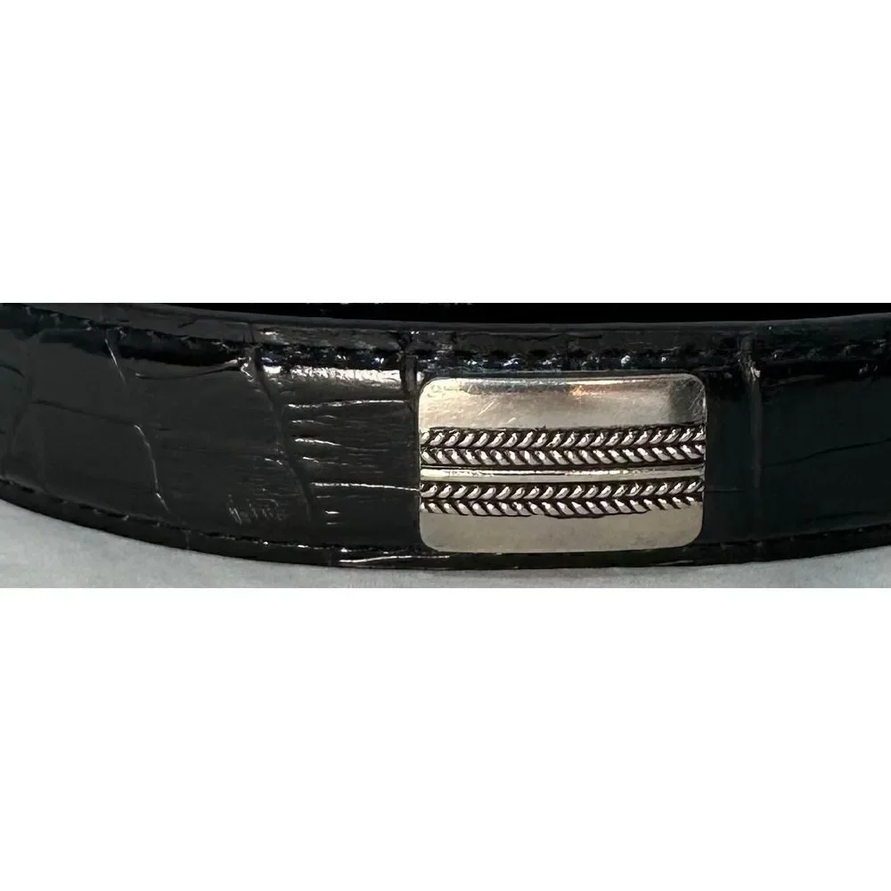 Crocodile black belt with silver accents men’s size 56”.  #M-1070